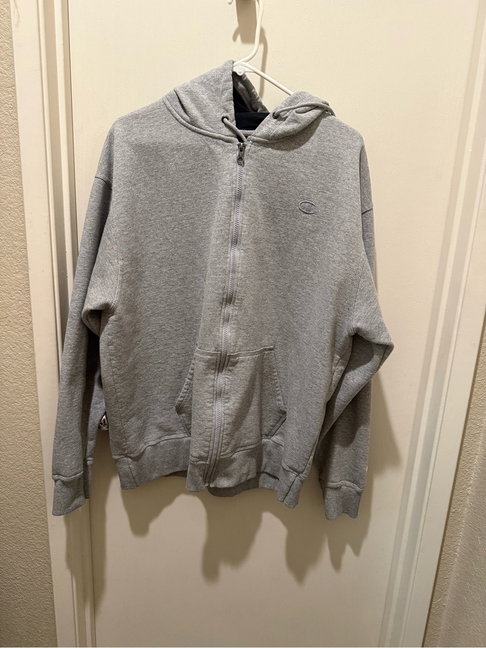Champion Light Gray Full-Zip Hooded Sweatshirt